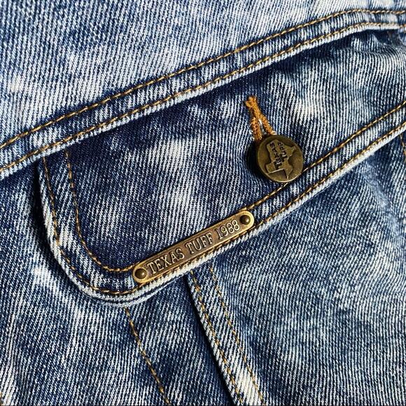 Texas Tuff Acid Wash 1988 Denim Jean Jacket Sz M - Picture 6 of 11